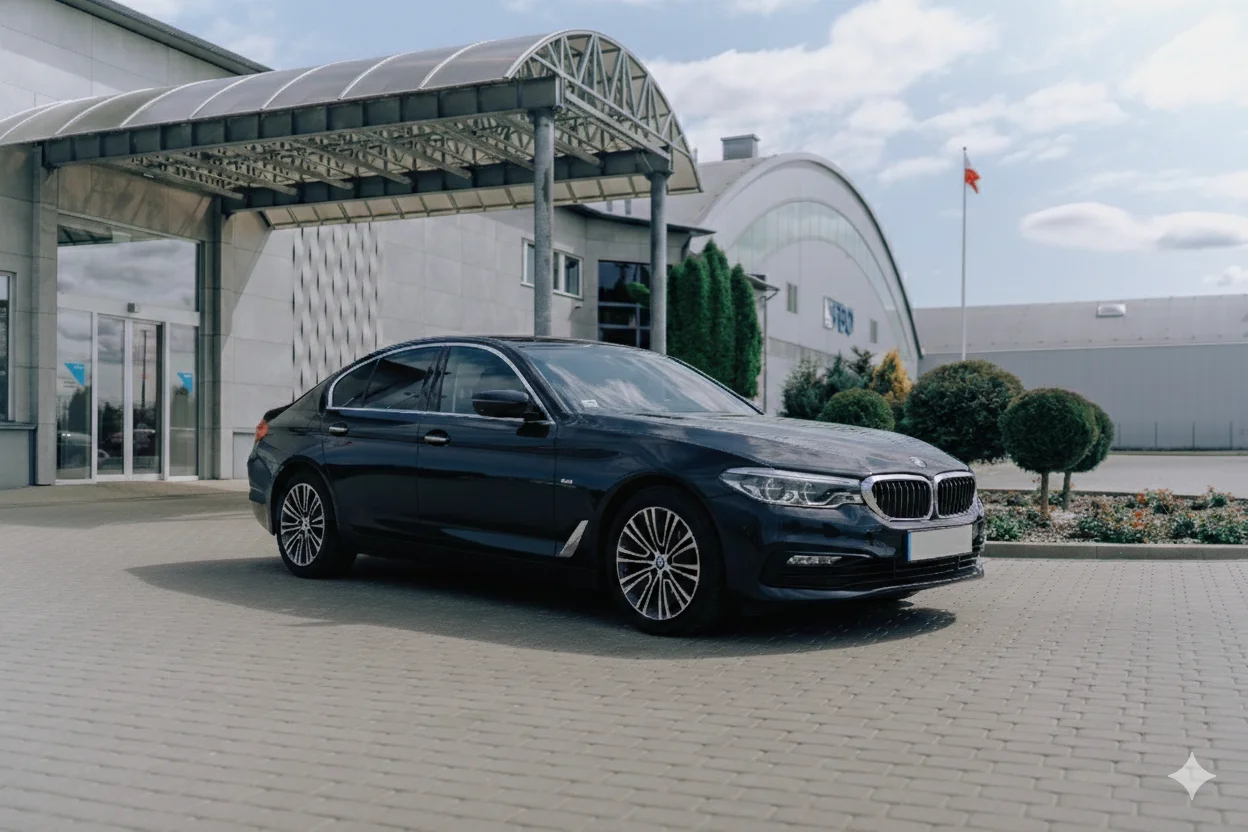 BMW 5 Series business class vehicle front view for executive transfers