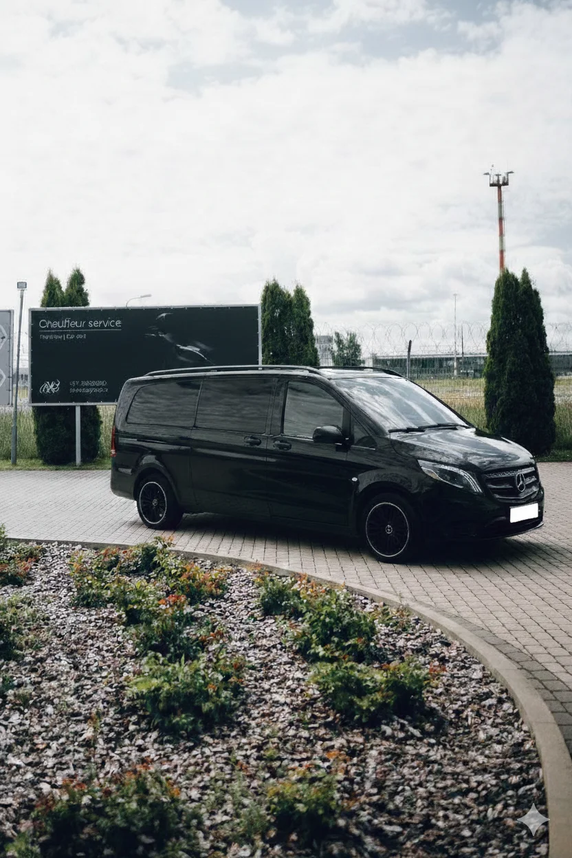 Mercedes-Benz V-Class minivan front view for premium group transfers